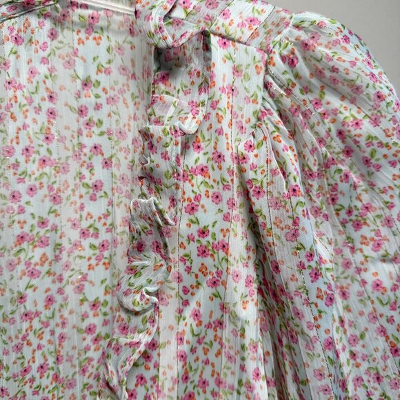 FOR LOVE & LEMONS New Natalie floral-print cropped top Ivory pink Large - Picture 4 of 12